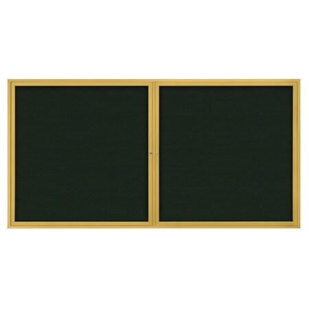 United Visual Products 72"x36" 3-Door Enclosed Outdoor Letterboard, Green Felt/Gold UV1163D-GOLD-GREEN
